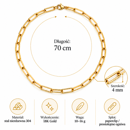 Geometric – minimalistyczny łańcuszek ze stali nierdzewnej 304 – złoty